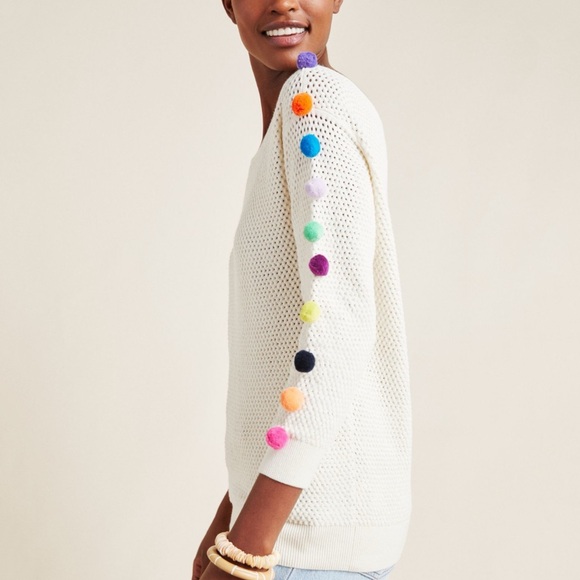 New Anthropologie Emilia Pommed Pullover Size M Medium - Picture 2 of 6